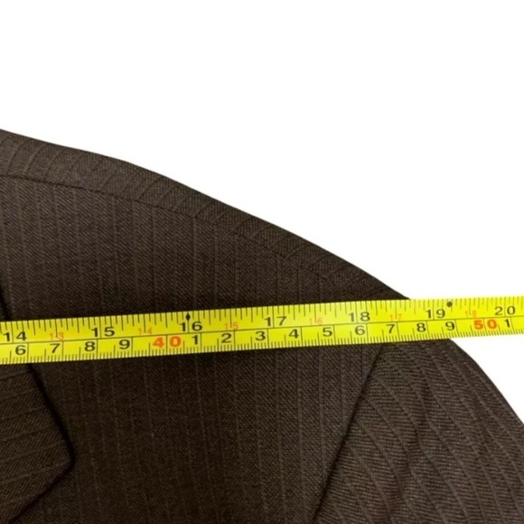 VINTAGE 90s CANALI LORO PIANA Men Blazer 110’s 56R Wool Brown Italy PINSTRIPES - Picture 5 of 12